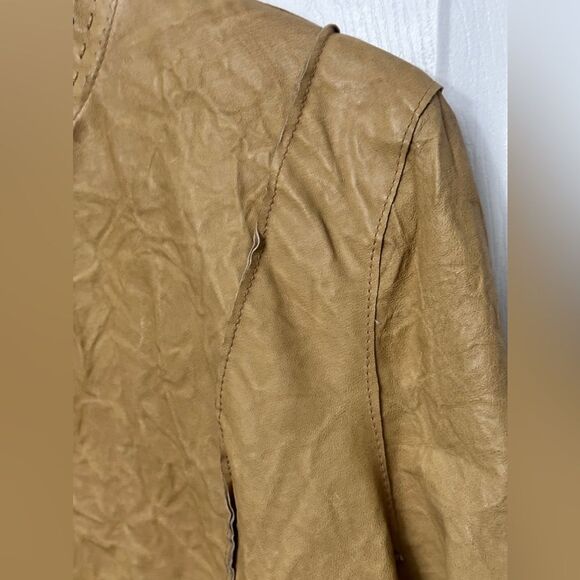 Wilson’s Camel Yellow patchwork leather jacket with stitching laser cut western - Picture 6 of 15